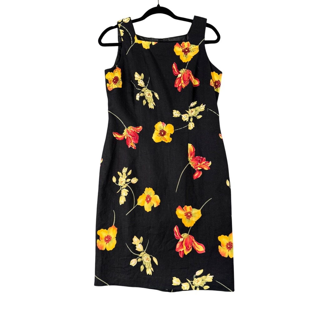 VTG Positive Attitude Black Floral Beaded Sheath Dress 8 Romantic Whimsigoth